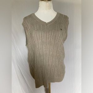 Rapa club cable knit embroidered oversized sweater vest.